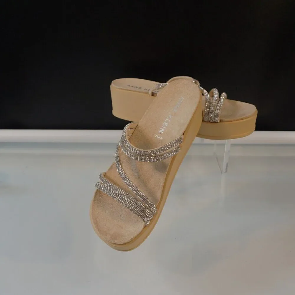 Anne Klein Vaga Womens Shoes Sz 10 M Beige Nude Wedge Sandals